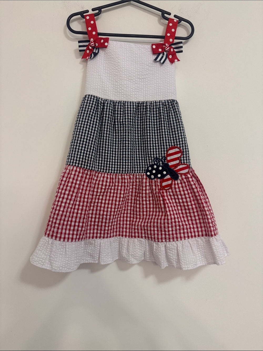 Emily Rose Red, Black & White Gingham Tiered Butterfly Sundress